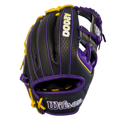 Wilson A2000 1786 "Mamba" 11.5" Infield Baseball Glove: Purple / Black SuperSnakeskin / Yellow