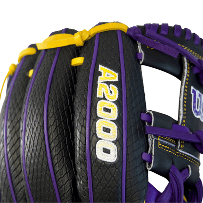 Wilson A2000 1786 "Mamba" 11.5" Infield Baseball Glove: Purple / Black SuperSnakeskin / Yellow