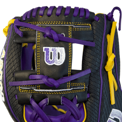 Wilson A2000 1786 "Mamba" 11.5" Infield Baseball Glove: Purple / Black SuperSnakeskin / Yellow