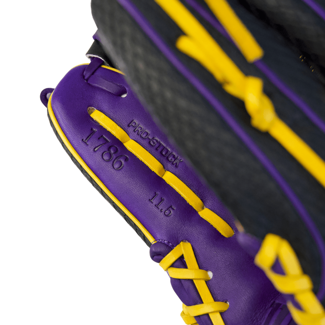 Wilson A2000 1786 "Mamba" 11.5" Infield Baseball Glove: Purple / Black SuperSnakeskin / Yellow