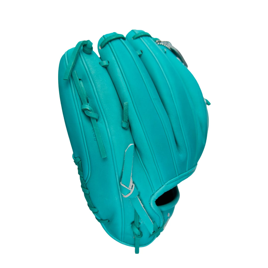 Custom Teal and White A2000 1786 Infield Baseball Glove From Headbanger Sports.