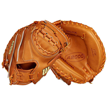 2024 Wilson Glove Day Series Saddle Tan A2000 M23 33.5” Baseball Catcher’s Mitt: WBW102094335