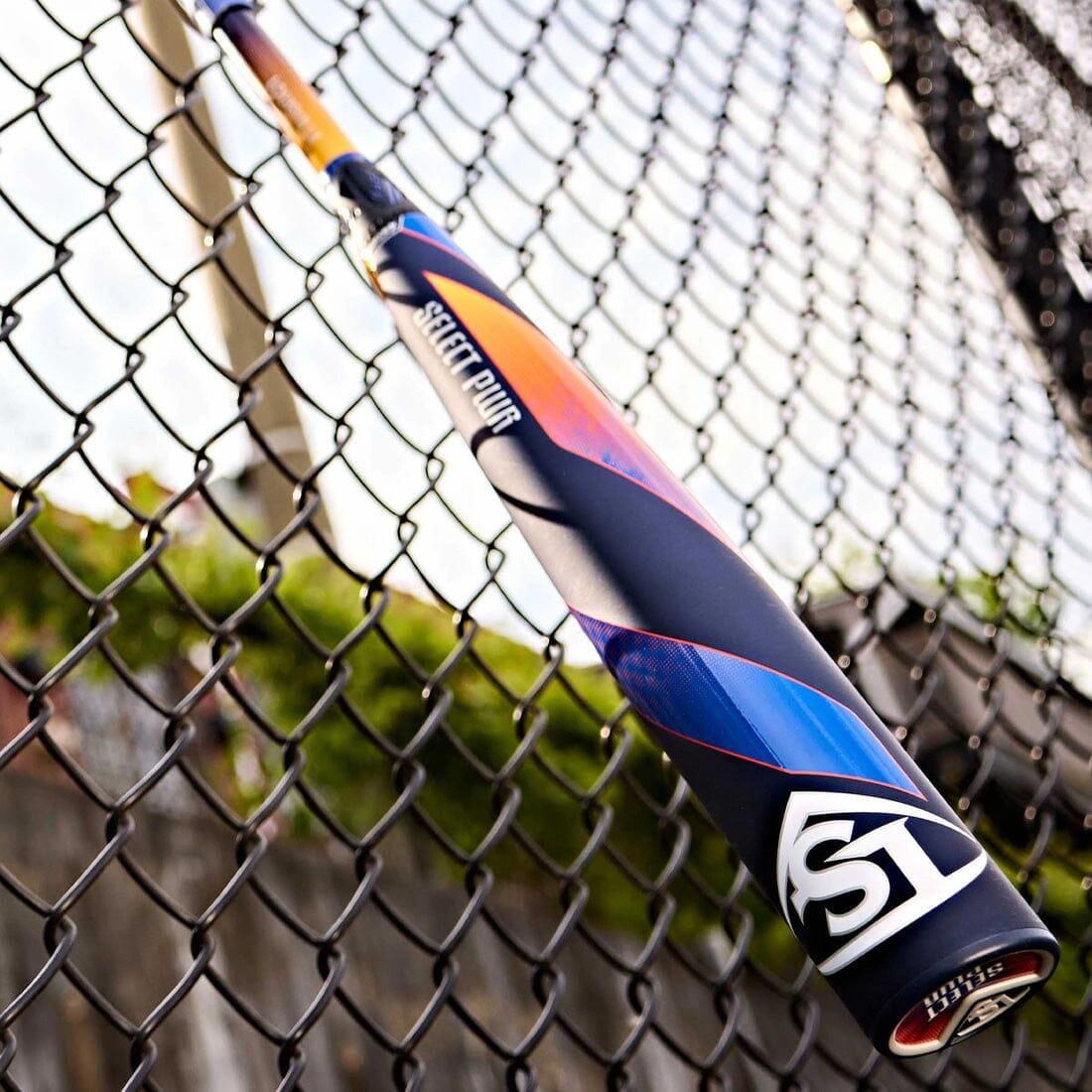 Select PWR Baseball Bat hanging on a Baseball Fence. Bat purchased from Headbanger Sports