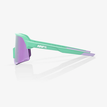 100% S3 Sunglasses Soft Tact Mint - HiPER® Lavender Mirror Lens