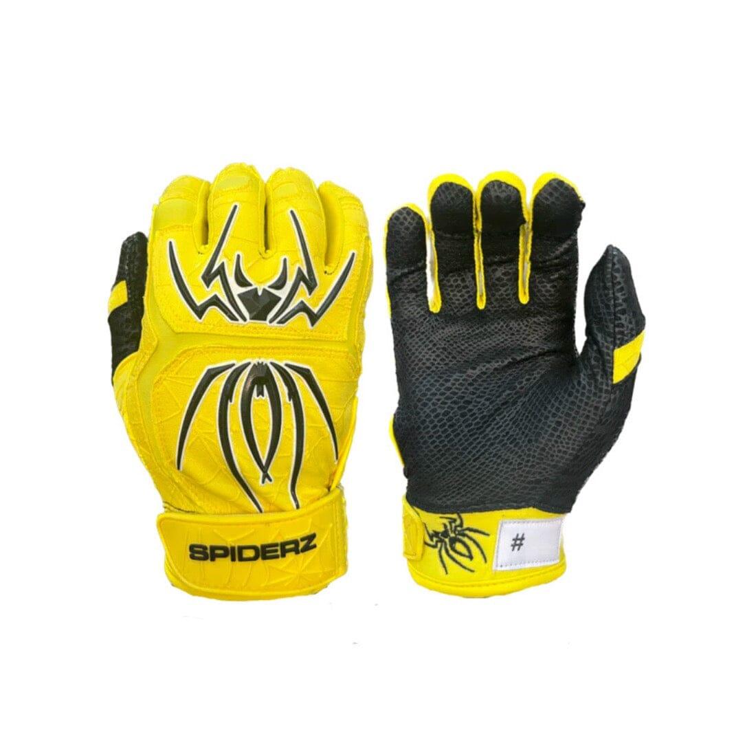 Shop 2024 Spiderz ENDITE Batting Gloves: Yellow / Black / White at Headbanger Sports