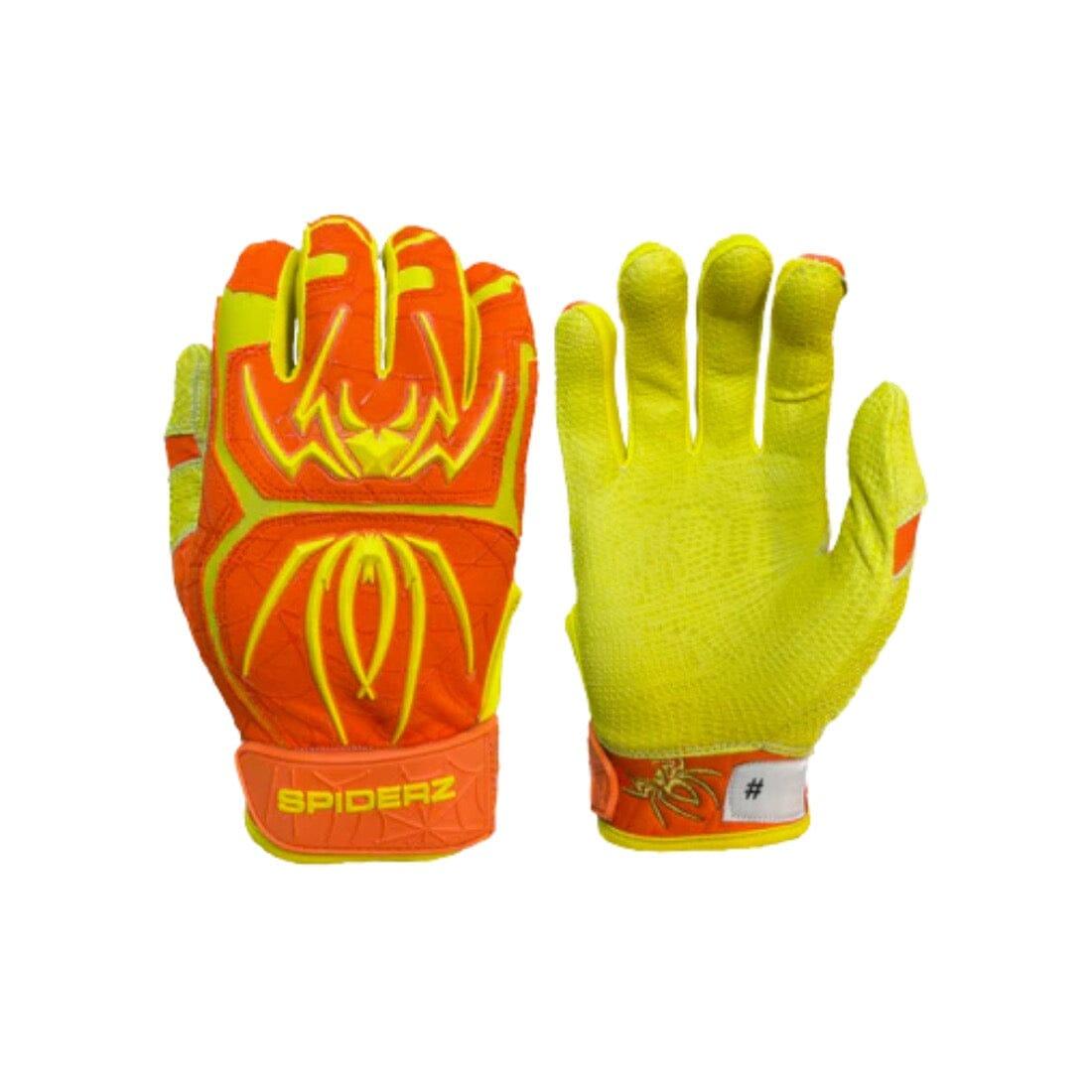 Shop 2024 Spiderz ENDITE Batting Gloves: Orange /Yellow at Headbanger Sports