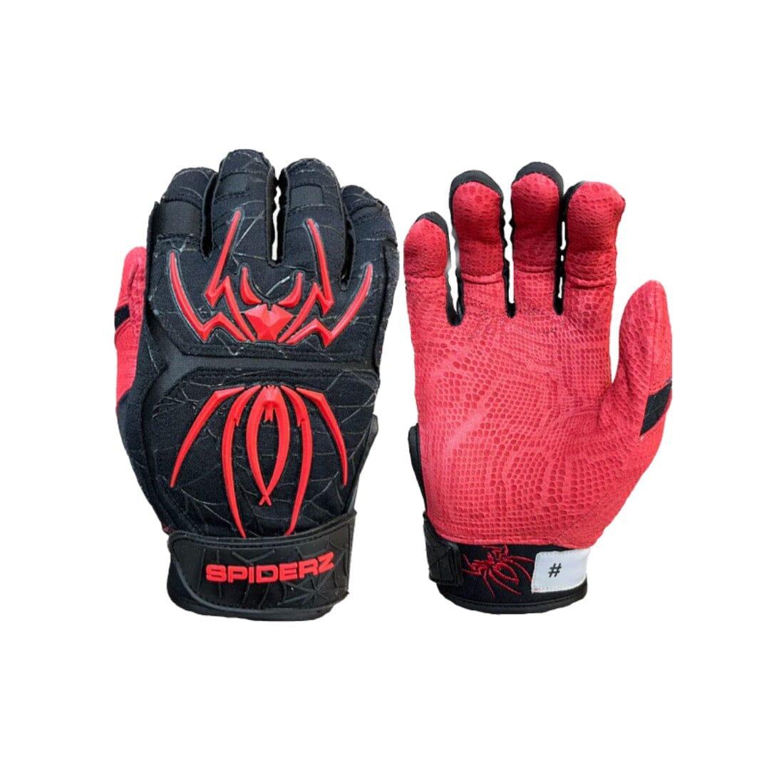 Shop 2024 Spiderz ENDITE Batting Gloves: Black / Red at Headbanger Sports