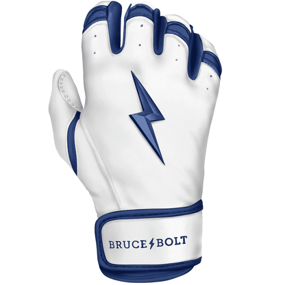 Bruce Bolt Premium Pro Chrome Series Short Cuff Batting Gloves: Navy