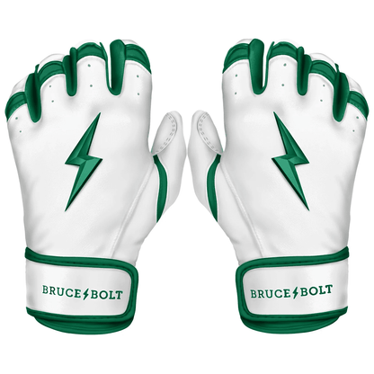 Bruce Bolt Premium Pro Chrome Series Short Cuff Batting Gloves: Green