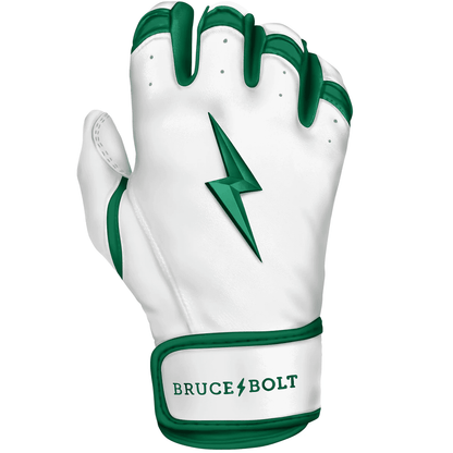 Bruce Bolt Premium Pro Chrome Series Short Cuff Batting Gloves: Green