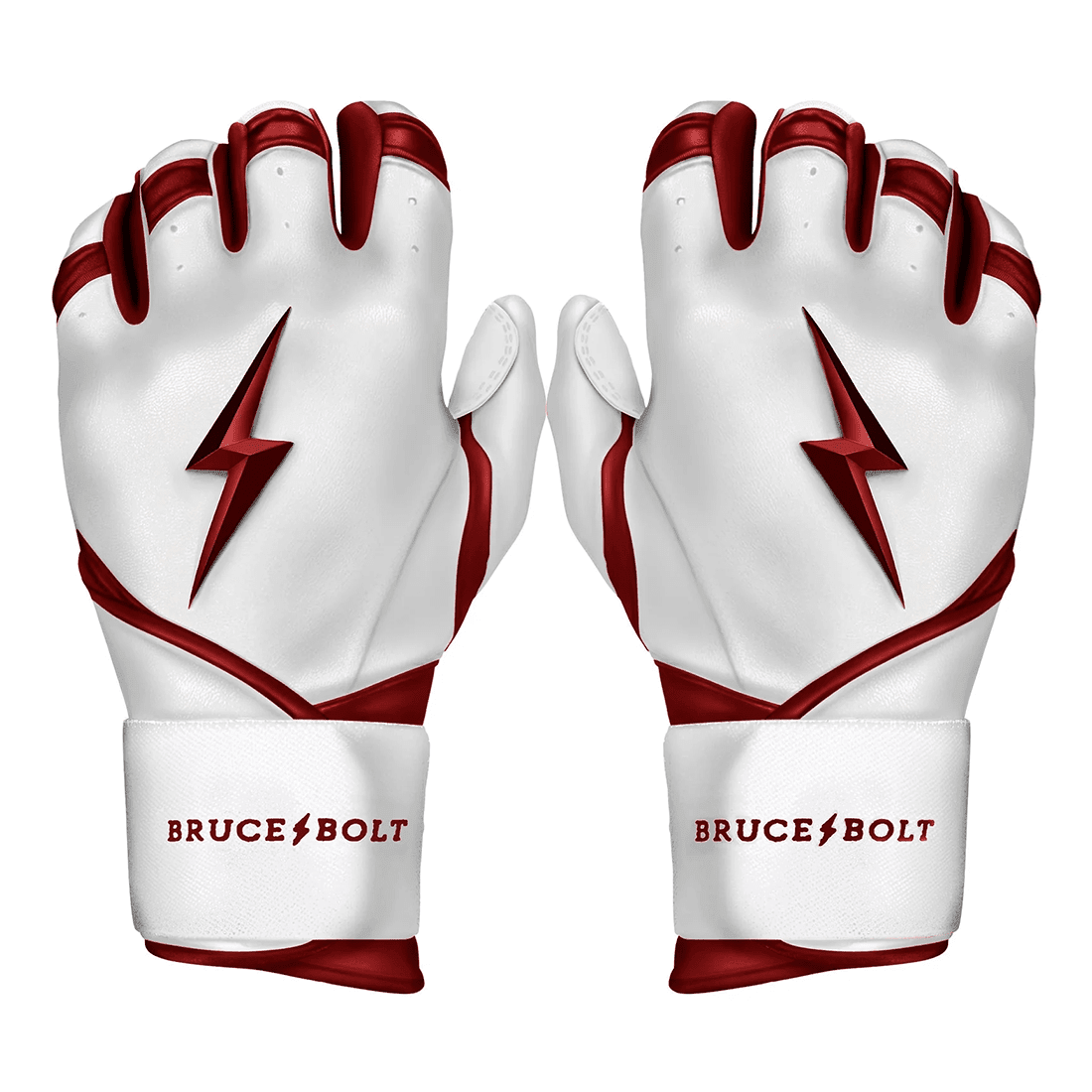 Bruce Bolt Premium Pro Chrome Series Long Cuff Batting Gloves: Maroon