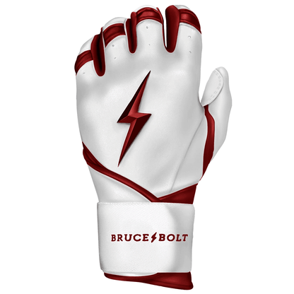 Bruce Bolt Premium Pro Chrome Series Long Cuff Batting Gloves: Maroon