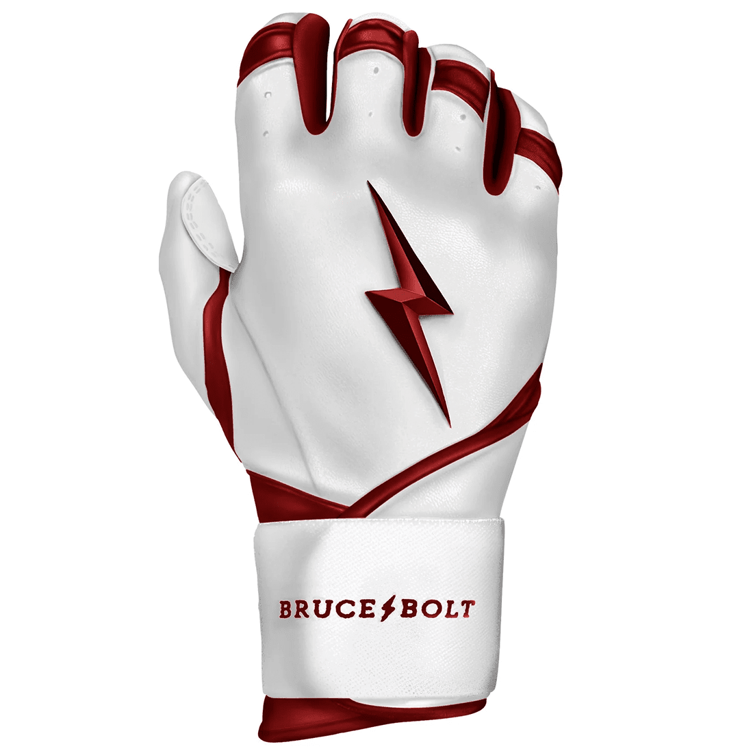 Bruce Bolt Premium Pro Chrome Series Long Cuff Batting Gloves: Maroon