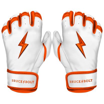 Bruce Bolt Premium Pro Chrome Series Short Cuff Batting Gloves: Orange