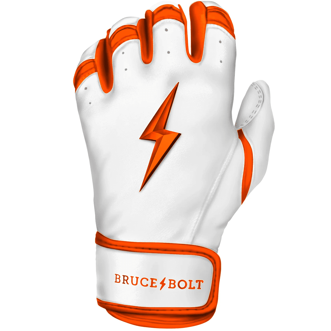 Bruce Bolt Premium Pro Chrome Series Short Cuff Batting Gloves: Orange