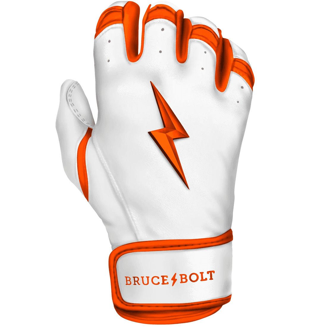 Bruce Bolt Premium Pro Chrome Series Short Cuff Batting Gloves: Orange