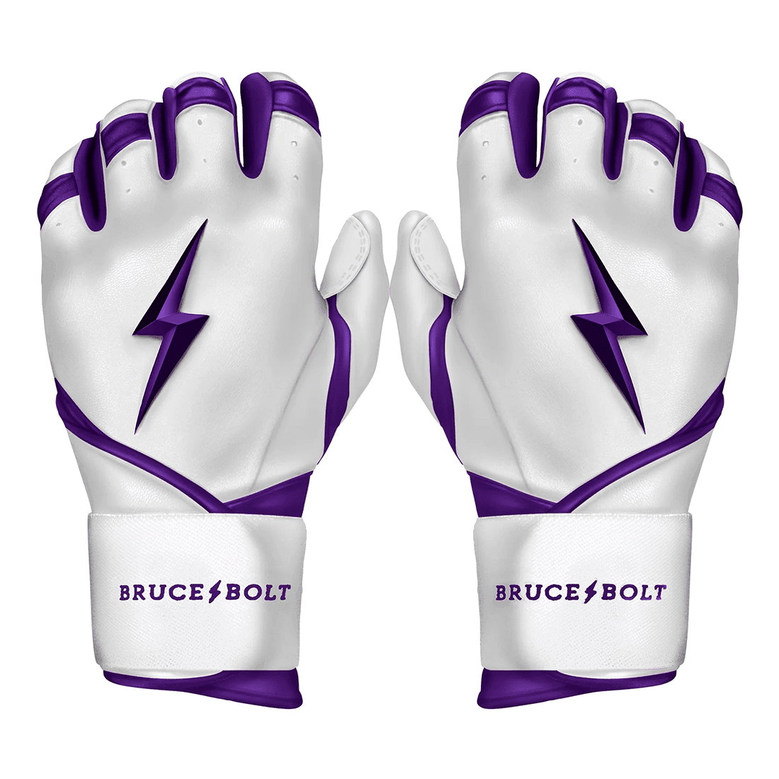 Bruce Bolt Premium Pro Chrome Series Long Cuff Batting Gloves: Purple