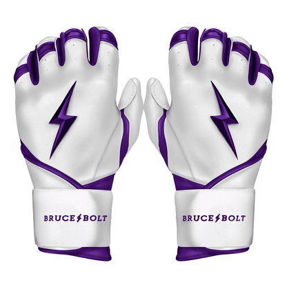 Bruce Bolt Premium Pro Chrome Series Long Cuff Batting Gloves: Purple