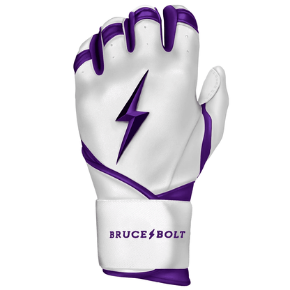 Bruce Bolt Premium Pro Chrome Series Long Cuff Batting Gloves: Purple