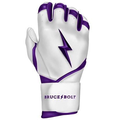 Bruce Bolt Premium Pro Chrome Series Long Cuff Batting Gloves: Purple