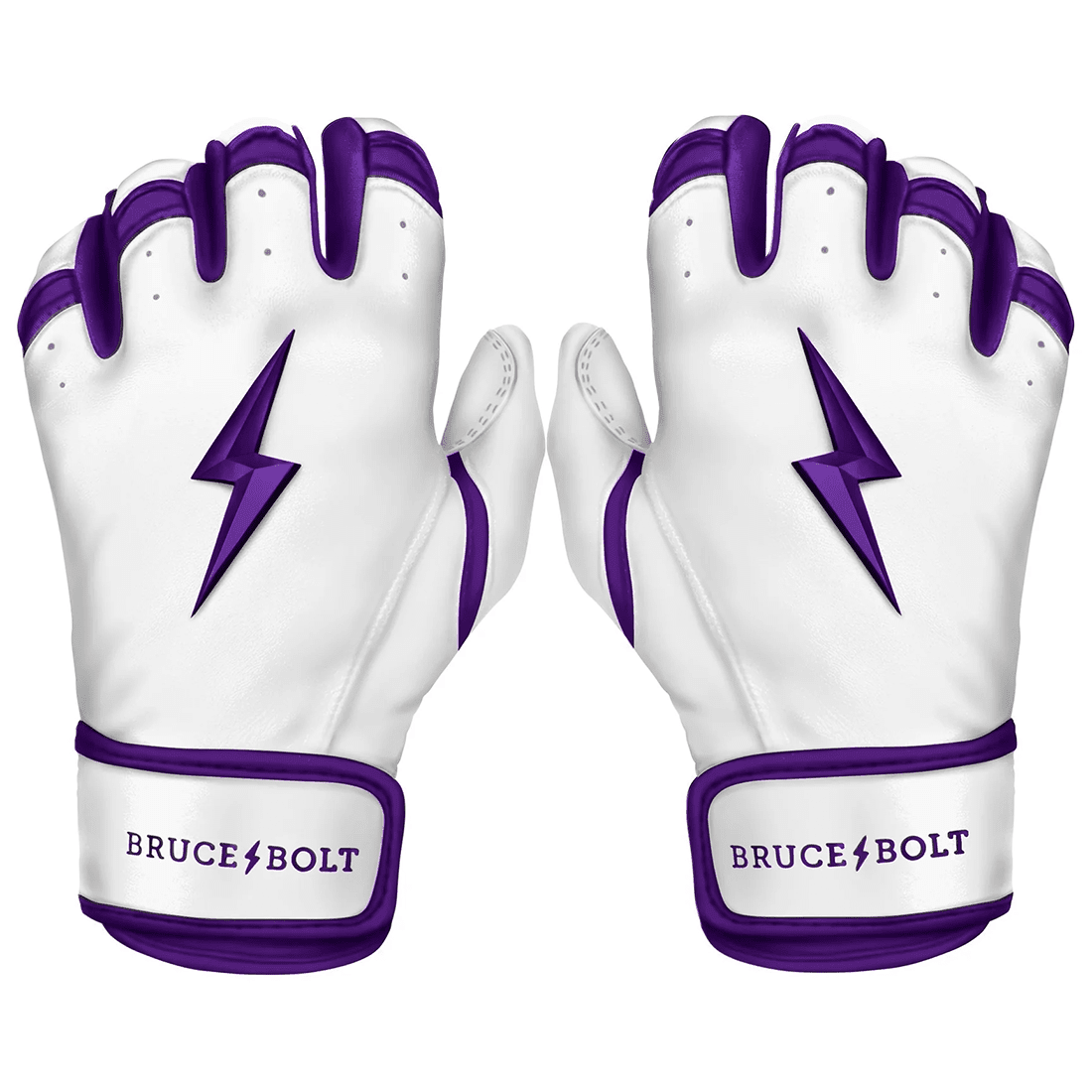 Bruce Bolt Premium Pro Chrome Series Short Cuff Batting Gloves: Purple