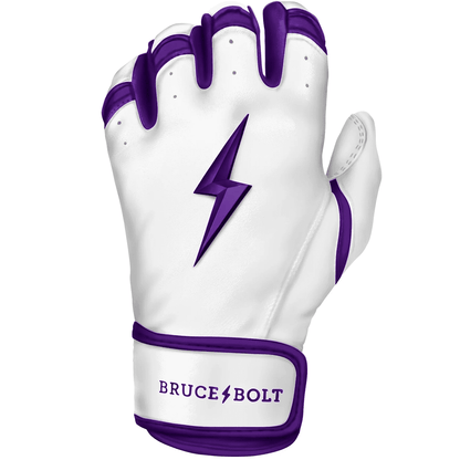 Bruce Bolt Premium Pro Chrome Series Short Cuff Batting Gloves: Purple