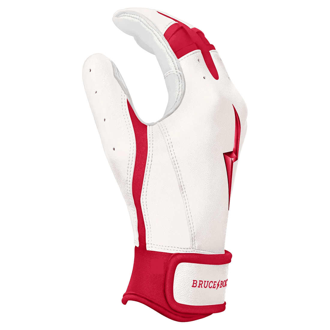 Bruce Bolt Premium Pro Chrome Series Short Cuff Batting Gloves: Red