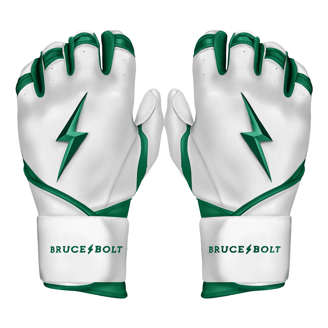 Bruce Bolt Premium Pro Chrome Series Long Cuff Batting Gloves: Green