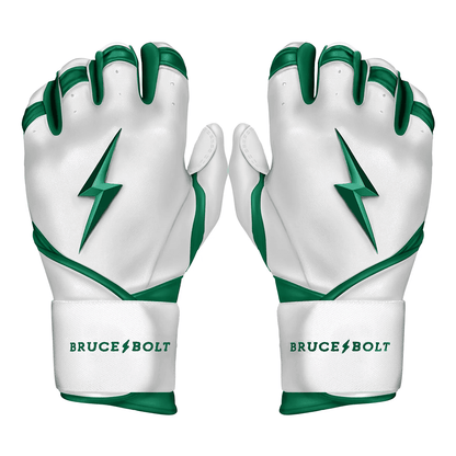 Bruce Bolt Premium Pro Chrome Series Long Cuff Batting Gloves: Green