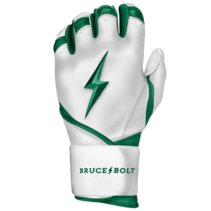 Bruce Bolt Premium Pro Chrome Series Long Cuff Batting Gloves: Green