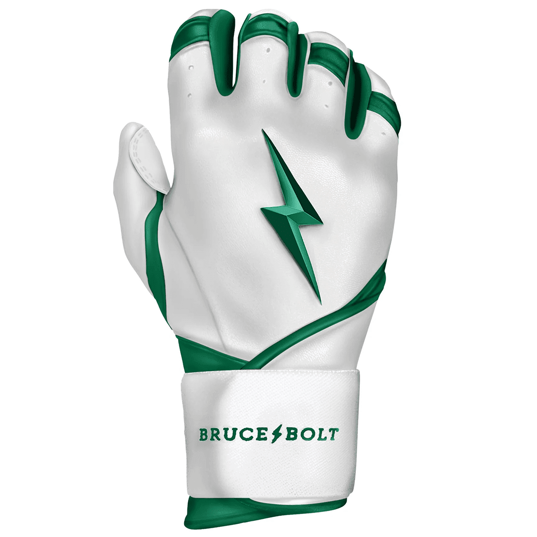 Bruce Bolt Premium Pro Chrome Series Long Cuff Batting Gloves: Green