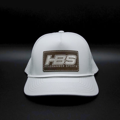 Headbanger Sports Exclusive Silver P424 Perforated Snapback Lifestyle Faux Leather Patch Hat: Brown HBS Patch