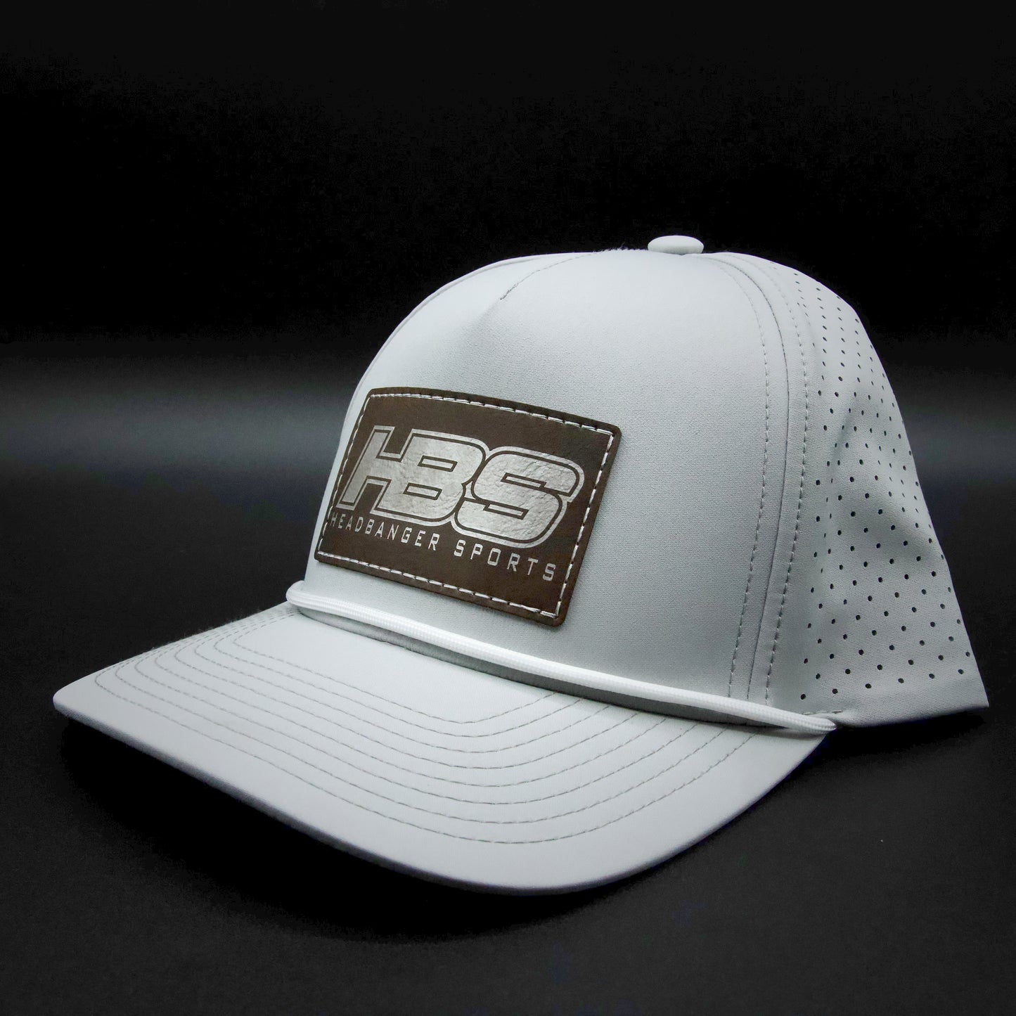 Headbanger Sports Exclusive Silver P424 Perforated Snapback Lifestyle Faux Leather Patch Hat: Brown HBS Patch