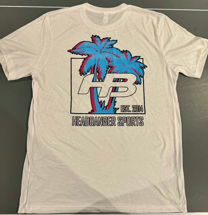 Shop HB Lifestyle Active Wear Men's T-Shirt: Palm Trees (White) at Headbanger Sports