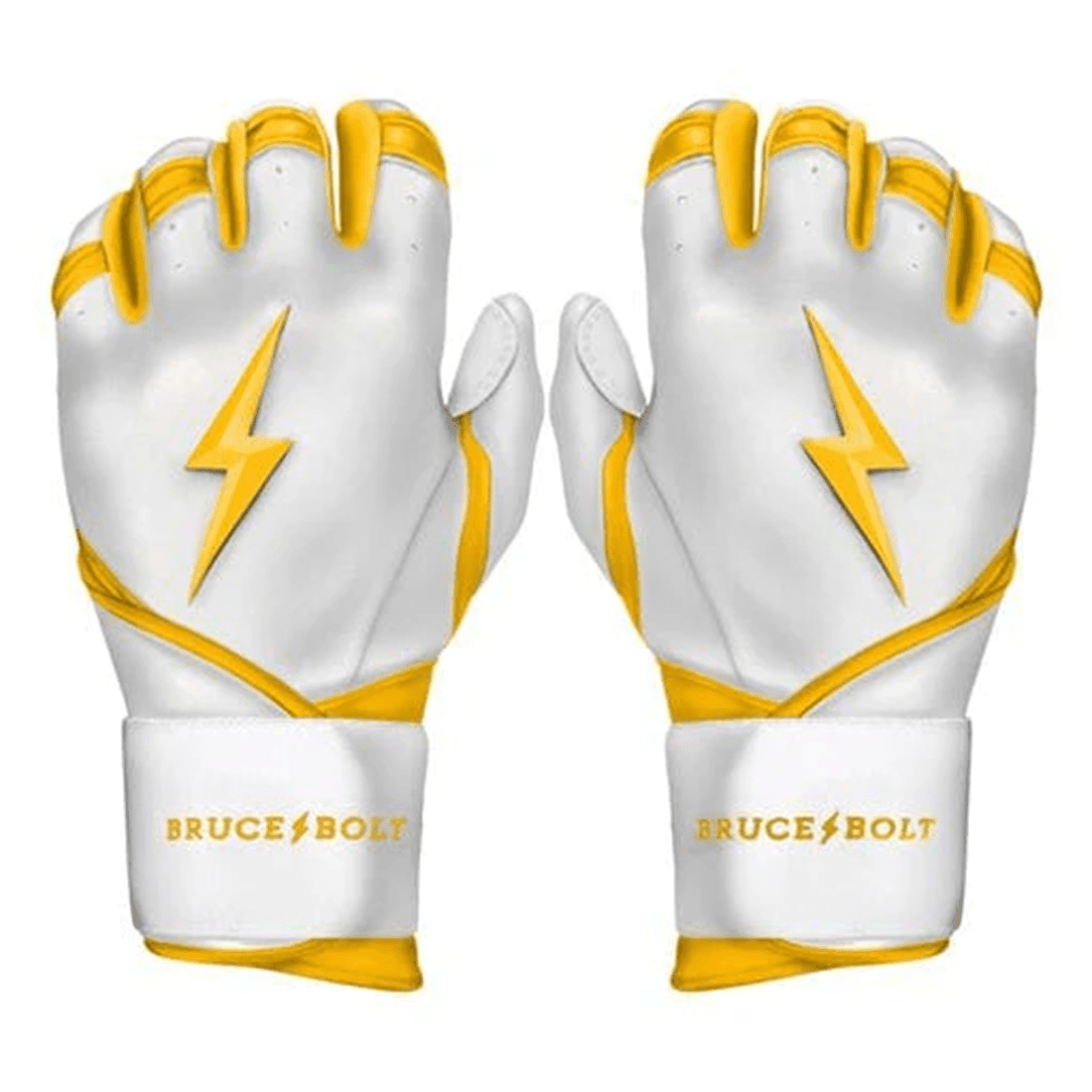 Bruce Bolt Premium Pro Chrome Series Long Cuff Batting Gloves: Yellow