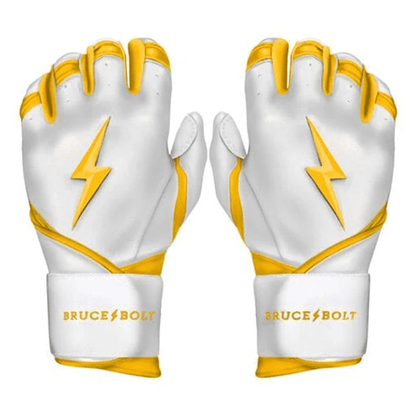 Bruce Bolt Premium Pro Chrome Series Long Cuff Batting Gloves: Yellow