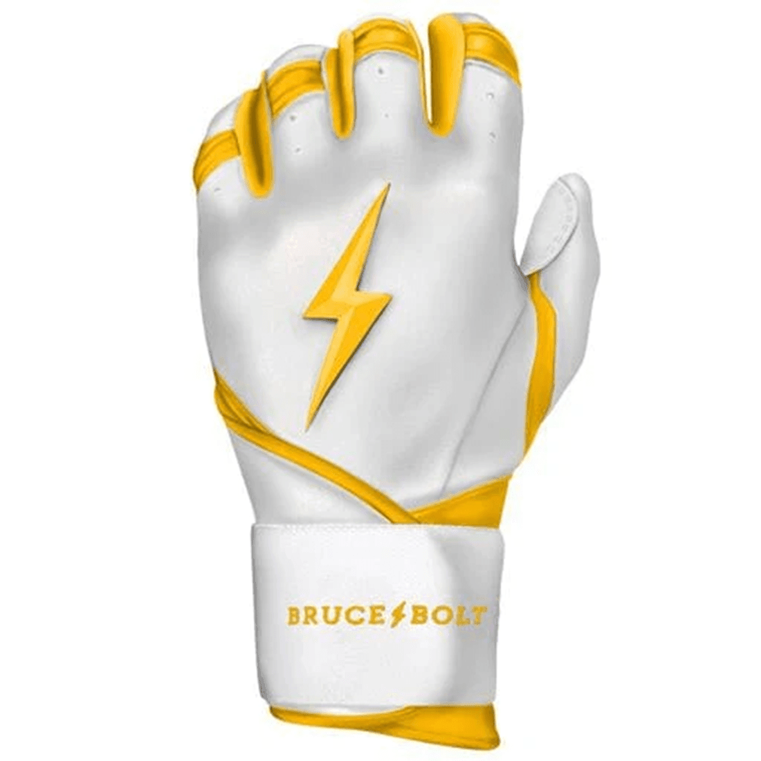 Bruce Bolt Premium Pro Chrome Series Long Cuff Batting Gloves: Yellow