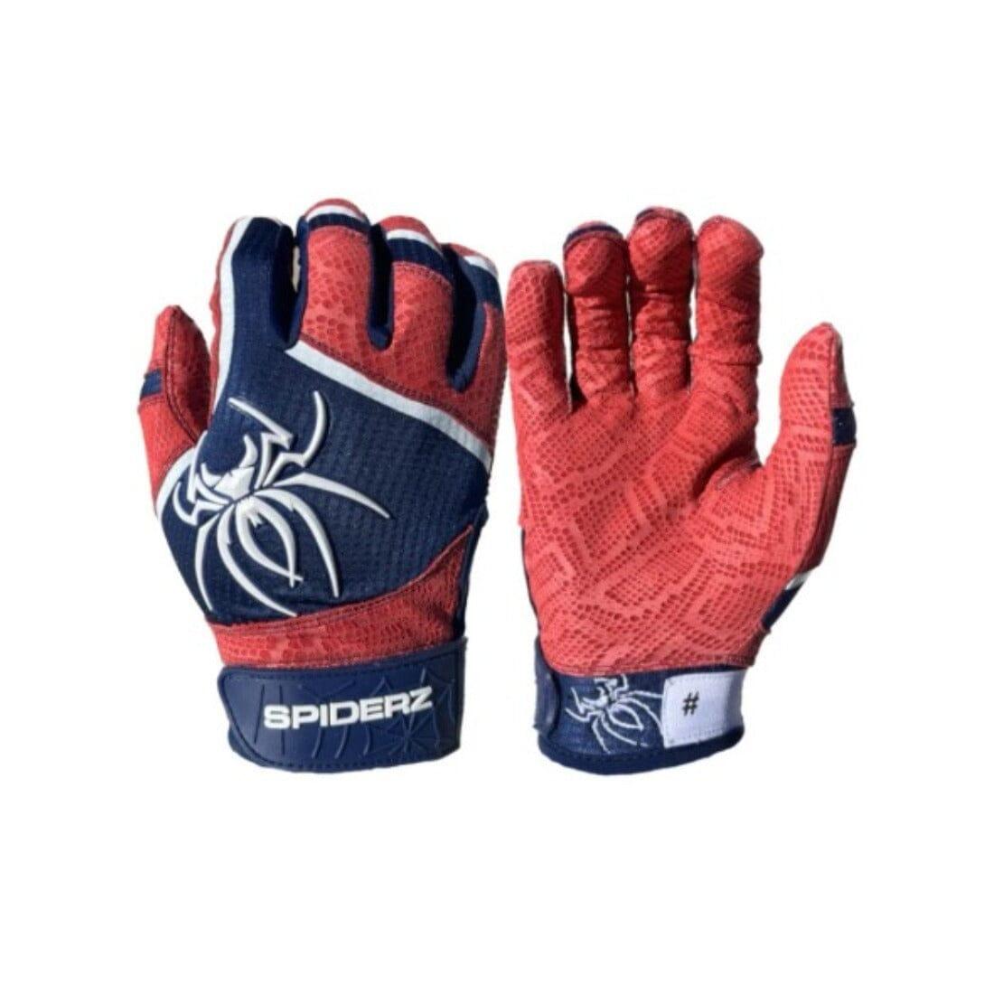 Shop 2024 Spiderz Pro Model Batting Gloves: Navy/Red/White at Headbanger Sports