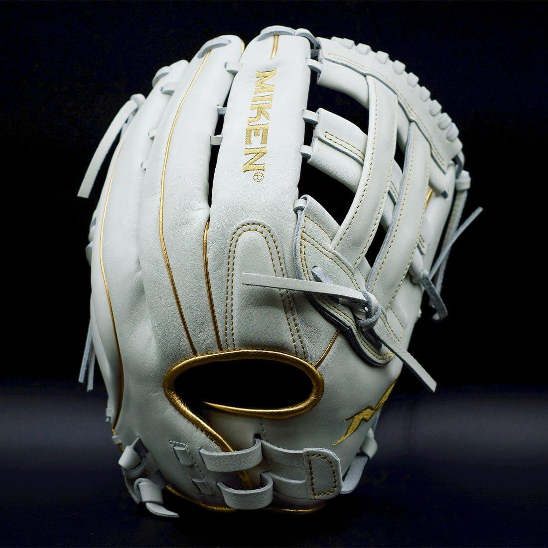 Shop the Miken Gold Pro Series 14" White Slowpitch Softball Fielding Glove: PRO140-WG at Headbanger Sports