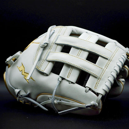 Shop the Miken Gold Pro Series 13.5" White Slowpitch Softball Fielding Glove: PRO135-WG at Headbanger Sports