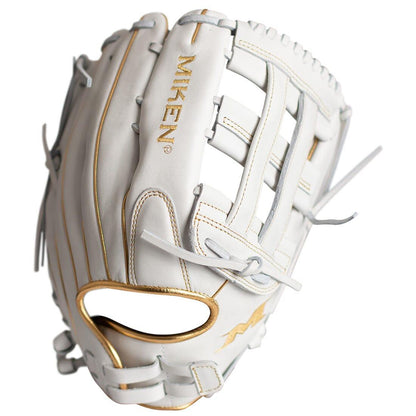 Shop the Miken Gold Pro Series 14" White Slowpitch Softball Fielding Glove: PRO140-WG at Headbanger Sports