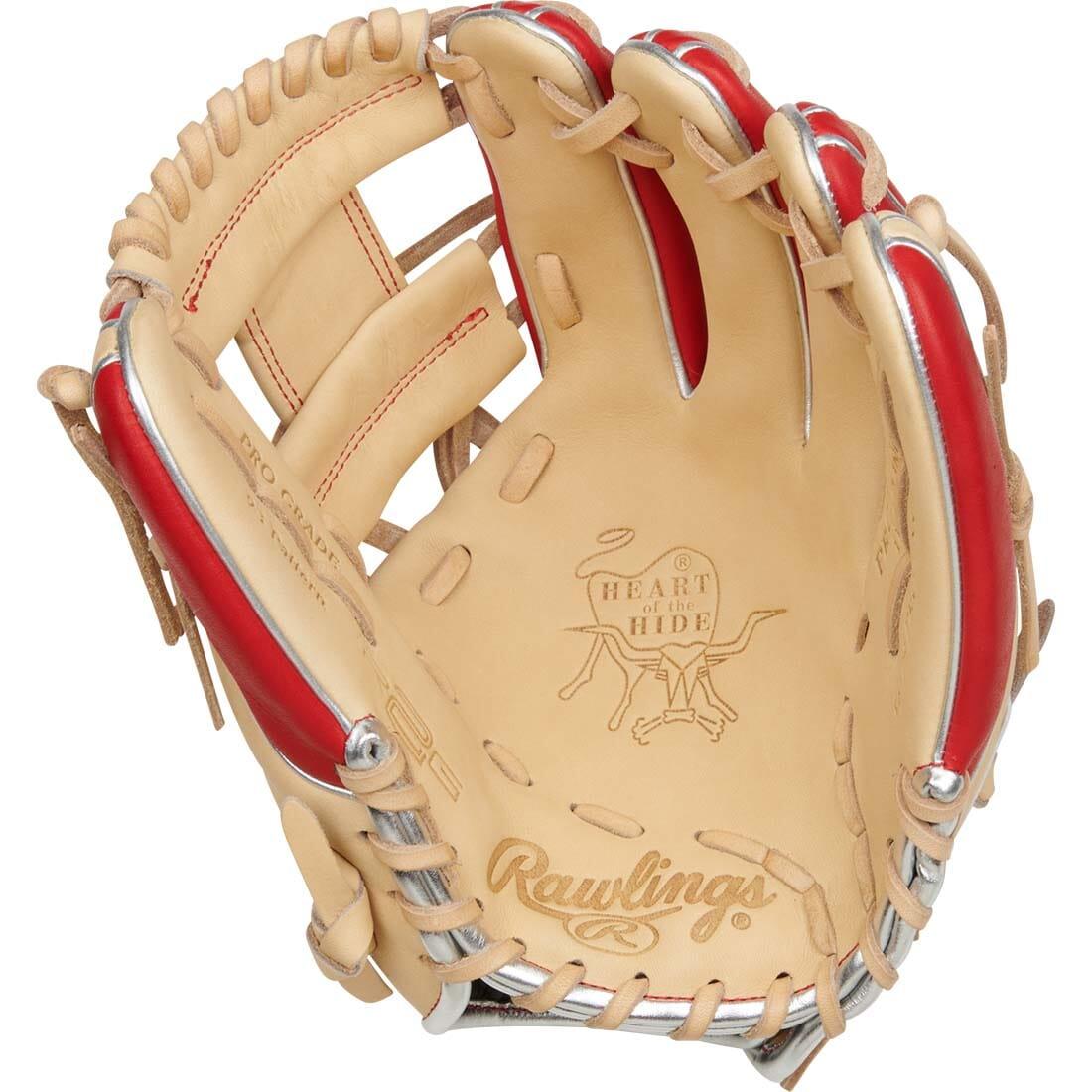 You'll Be Nabbing Everything Hit Your Way With This Rawlings Heart of the Hide R2G Series 11.5-inch Infield Baseball Glove! Camel and Scarlet Colorway.