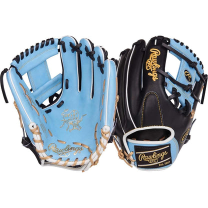 Elevate your Swagger in the Infield With This Eye-Catching Heart of the Hide 200-Pattern Infield Baseball Glove! Featuring a Pro I Web, Black and Columbia Blue.