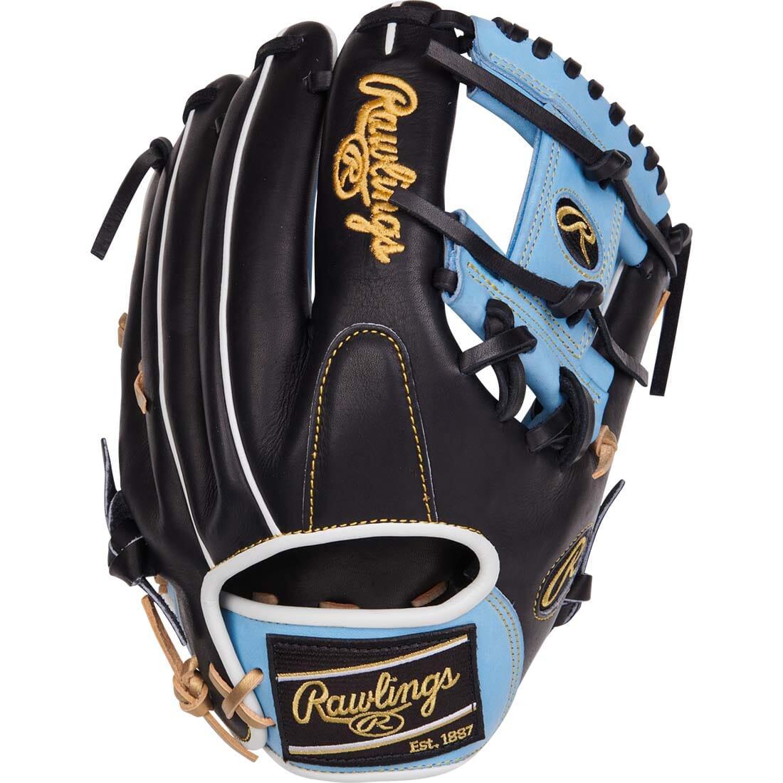 Elevate your Swagger in the Infield With This Eye-Catching Heart of the Hide 200-Pattern Infield Baseball Glove! Featuring a Pro I Web, Black and Columbia Blue.