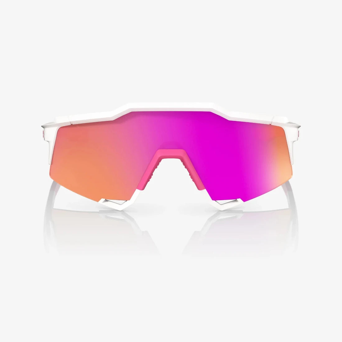 Shop 100% Speedcraft®  Adult Sunglases Matte White/Pink w/ HiPER® Vital Pink Mirror Lens at Headbanger Sports