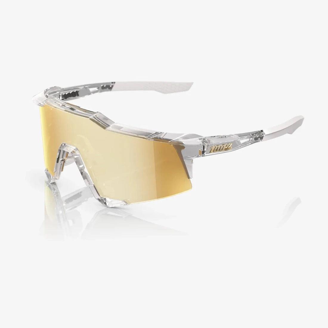 Shop 100% SPEEDCRAFT LE  " Money Mike 24 " Sunglasses Polished Crystal Clear - Signature Gold HiPER Lens at Headbanger Sports