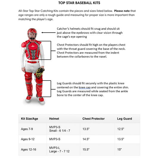 All Star Top Star Series (Ages 7-9) Catcher's Kit NOCSAE Approved: CKCCTS79