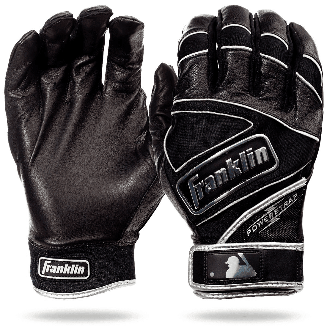 Franklin POWERSTRAP Chrome Black Batting Gloves: 20490F