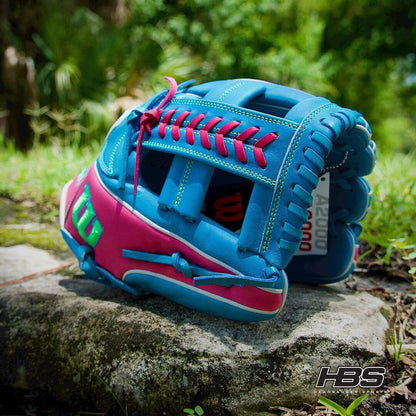 2024 Wilson Fall A2000 1785 11.75" Infield Baseball Glove: Tropical Blue / Pink