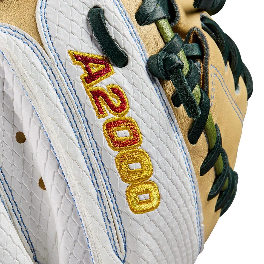 Big Bold A2000 Gradient Logo on the Wilson A2000 Super SnakeSkin FPCM23 Sashel Palacios 34" Fastpitch Softball Catcher's Mitt from Headbanger Sports